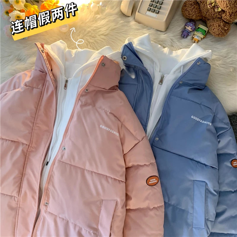 2025 Women's Winter Quilted Jacket Overcoat Thick Cotton Padded Coat Female Oversized  Loose Oversize Coats Hooded Short Parkas