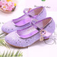 Girls High Heels Children's Leather Shoes Small Children Princess Single Shoes Sequins Students Dance Performance Gift
