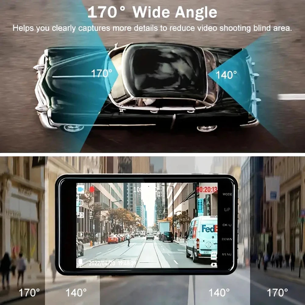 Touch Screen Dual-Lens Car DVR 4-inch 1080P Dash Cam for Cars Video Recorder Optional Rear View Camera 24H Parking Monitor