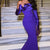 Formal Purple Jersey Mermaid Detachable Sleeve Evening Dress Sweep Train Strapless Pleats Zipper Back Long Sleeves Flo