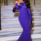 Formal Purple Jersey Mermaid Detachable Sleeve Evening Dress Sweep Train Strapless Pleats Zipper Back Long Sleeves Flo