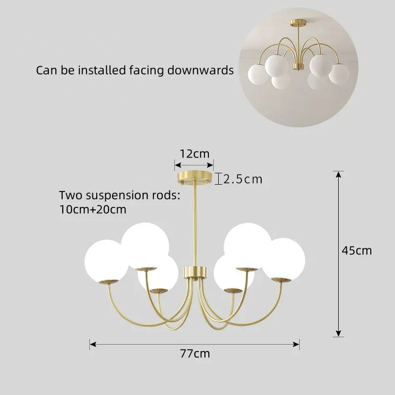 Modern luxury chandeliers E27 Bulb glass ball chandelier minimalism suspension design Living Room kitchen island pendant light