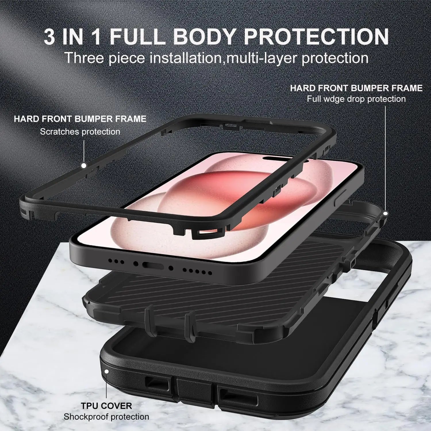 Case For iPhone 17 Pro Max 16e 15 Pro Max 14 Plus 13 12 11 Heavy Duty Shock Absorption Full Body Protective Silicone Rubber Case