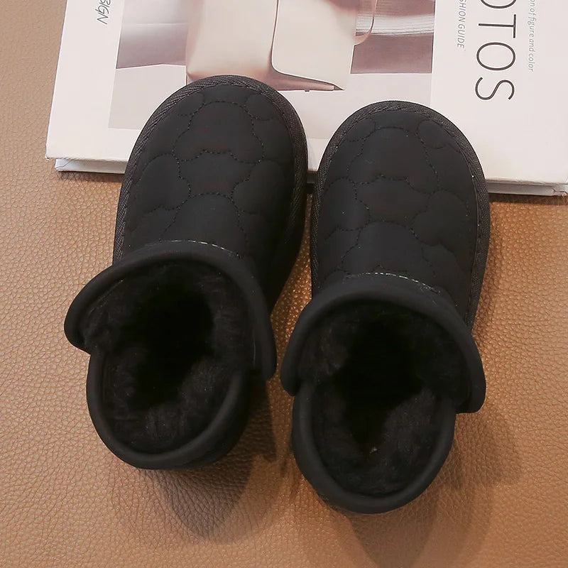 Children's Snow Boots 3-18 Years Old White Waterproof Non-slip Boys Girls Cotton Shoes Winter Soft Non-slip Kids Short Boots