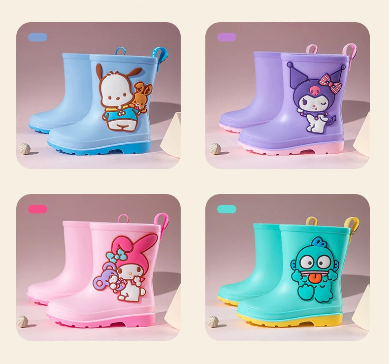 Sanrio Children's Rain Boots Cute Kuromi Melody Pachocco Non-slip Rain Shoes For Boys And Girls Waterproof Shoes Summer Summer
