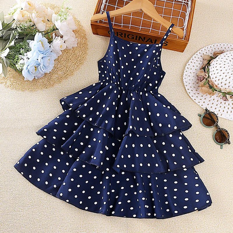 Dress Kids Girls 4-12 Years Black Polka Dot Dress For Girls Stylish Girls Vacation Holiday Clothes Kids Clothes Dress