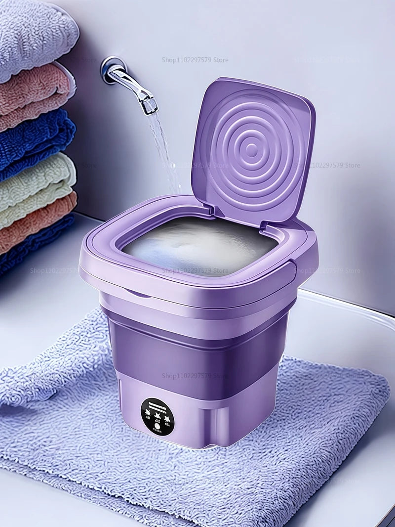 8L Portable Folding Washing Machine Compact Travel Clothes Socks Underwear Cleaner Washer for Home Camping Camping Trips