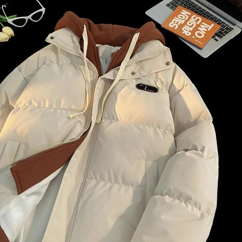 New Winter Cotton-padded Jacket Women, Two-piece Hooded Down Cotton Jacket Female Casual Warm Cotton-padded Clothing Parker Coat