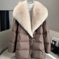 2025 Winter New Mid-length Temperament White Goose Puffer Parkas Women Fox Fur Detachable Large Lapel Fur Down Jacket High Qual