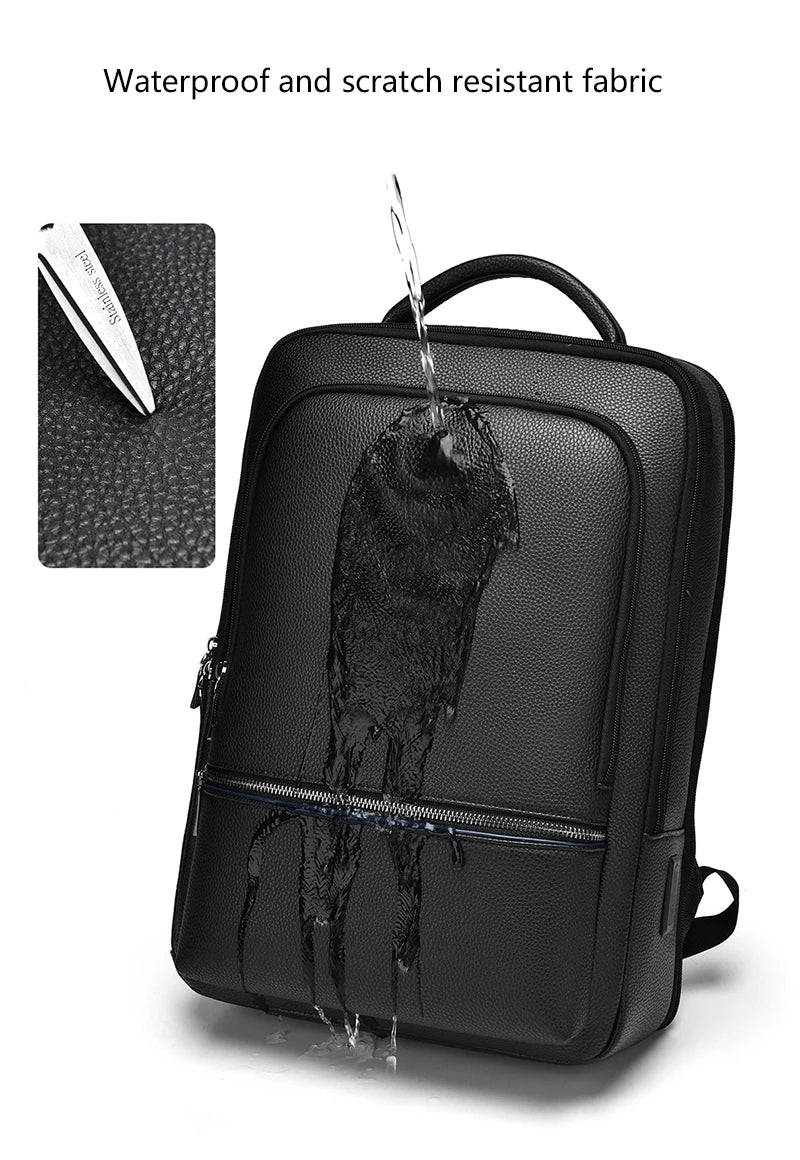 Executive Backpack Men PU Leather USB Charging Satchel Briefcase Office Travel Laptop Office Business Shoulder Back Pack Male