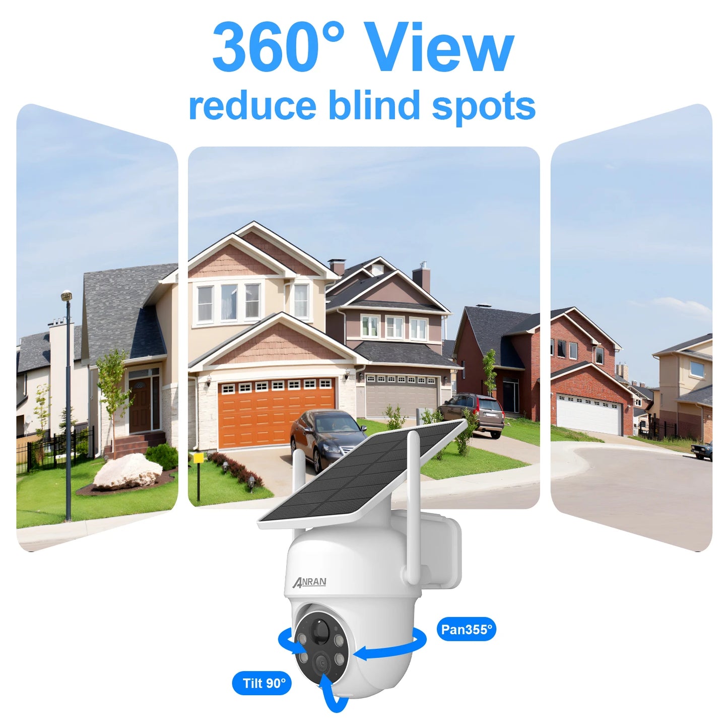 ANRAN Solar Camera 2K 3/5MP 2.4G Wifi Surveillance Security Cameras Home Protection Battery Cameras PIR Detect,Two Way Audio