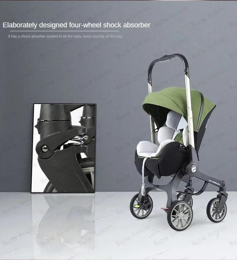 Baby Stroller, Multifunctional Stroller Foldable with Car Seat Baby Car Carriage Portable Baby Stroller 3in1