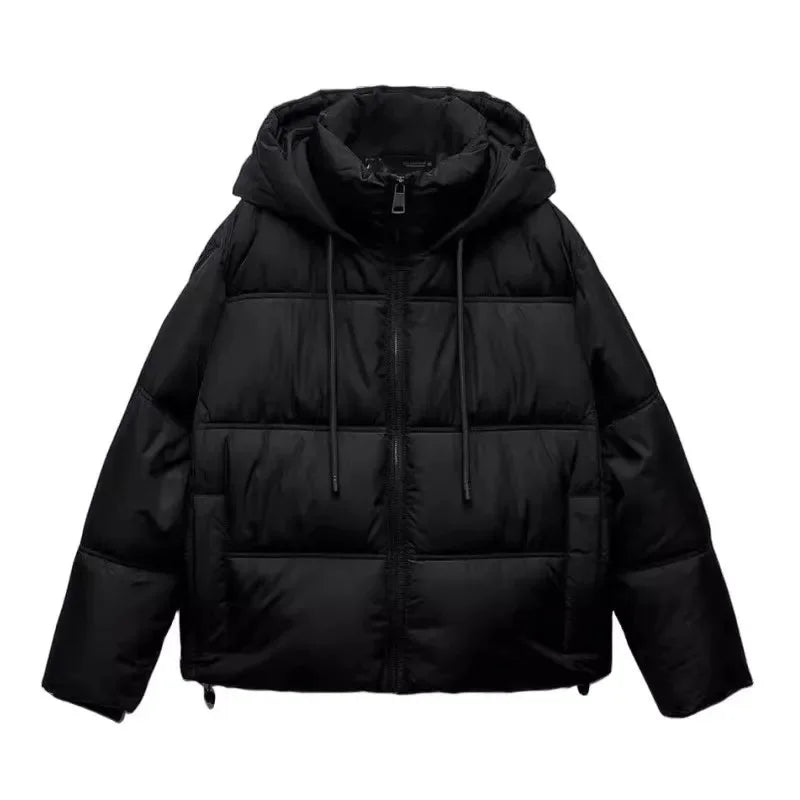 TAOP&ZA Autumn Winter New Casual Warm Cotton Jacket Short Hooded Coat Female Fashionable Long Sleeve Clothing from China