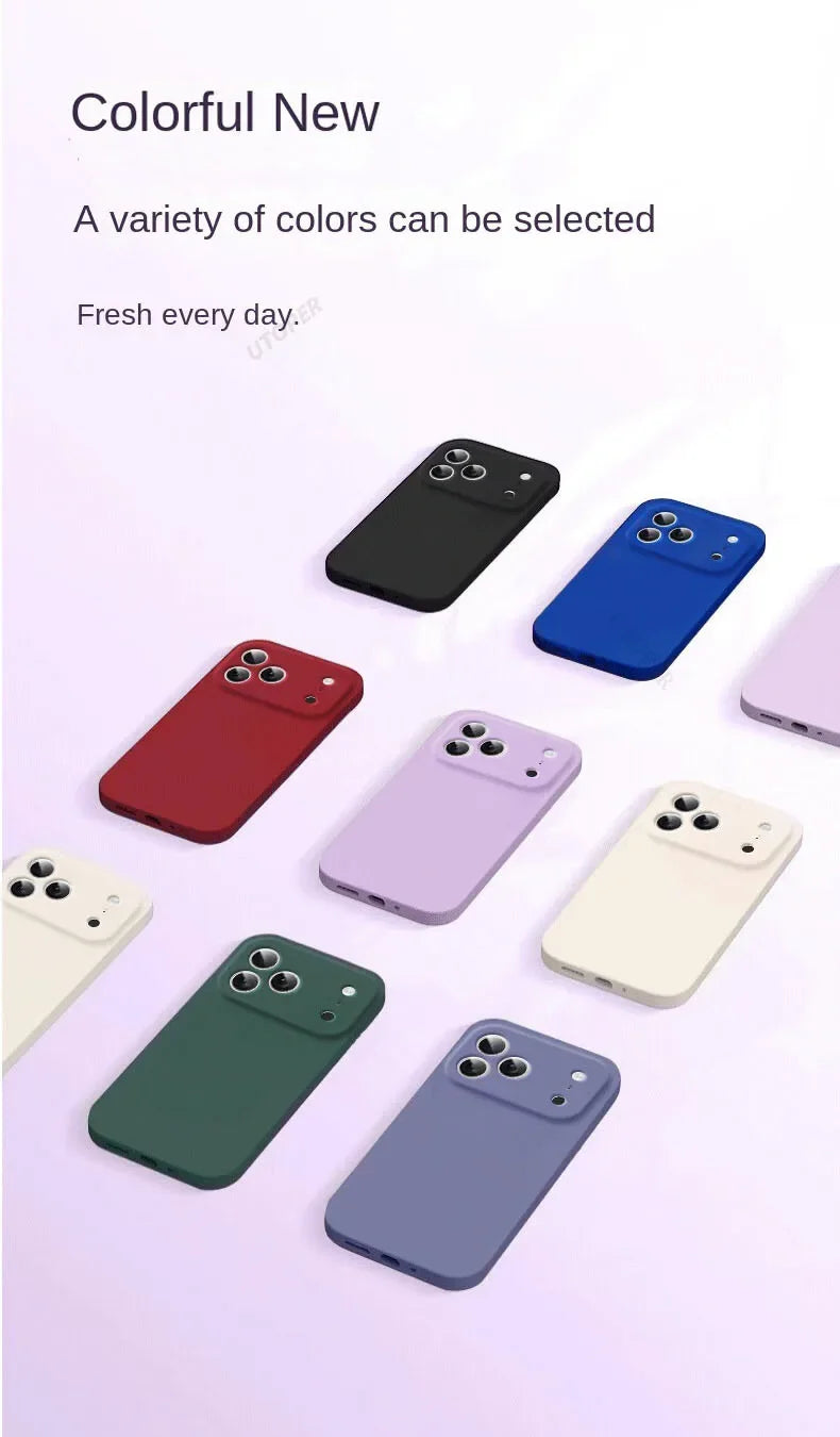 New 17 Series Official Silicone Soft Case for iPhone 17 Air 16 15 14 13 12 11 Pro Max Plus Solid Color Protect Shockproof Cover