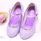 Girls High Heels Children's Leather Shoes Small Children Princess Single Shoes Sequins Students Dance Performance Gift