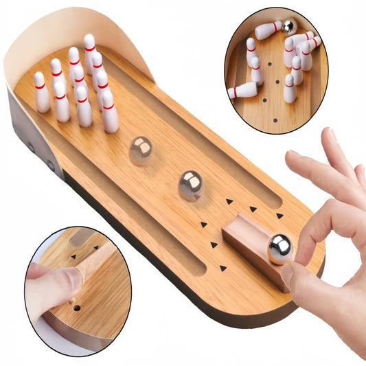 High-end Small Safe Wooden Children's Educational Innovation Toys Mini Bowling Set Tabletop Game Wooden Parent-child Fun Toys