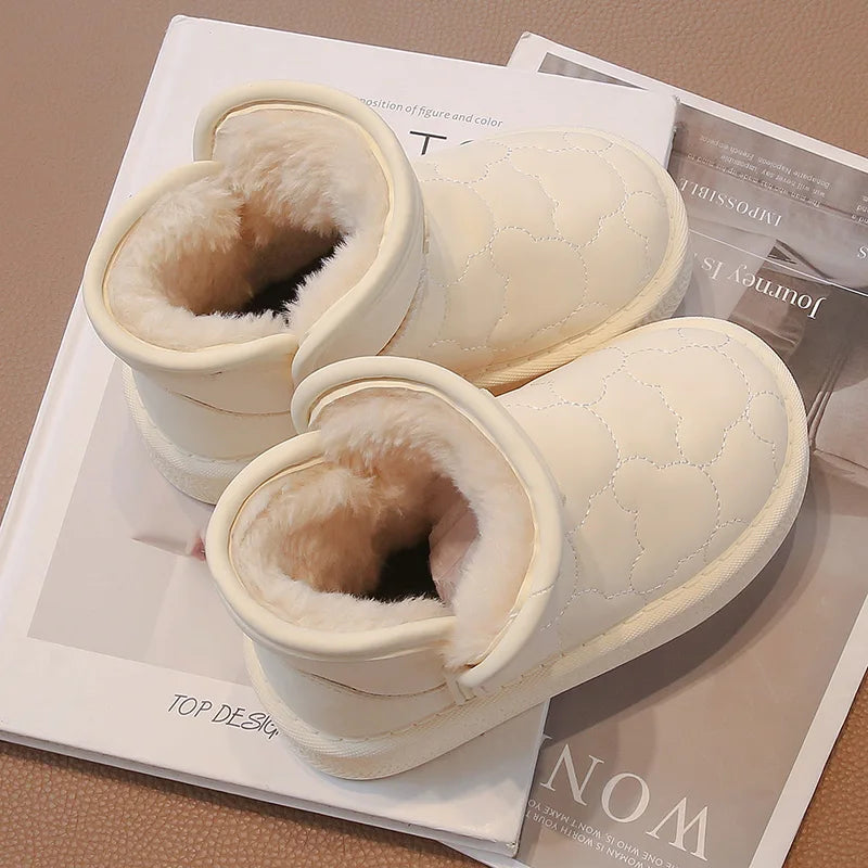 Children's Snow Boots 3-18 Years Old White Waterproof Non-slip Boys Girls Cotton Shoes Winter Soft Non-slip Kids Short Boots