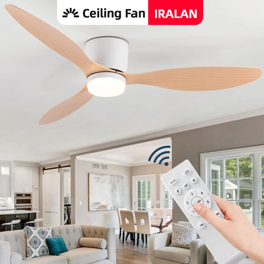52 Inch Modern DC Ceiling Fan with Light And Remote Control for Living Room Dining Room Bedroom Powerful Airflow Electric fans