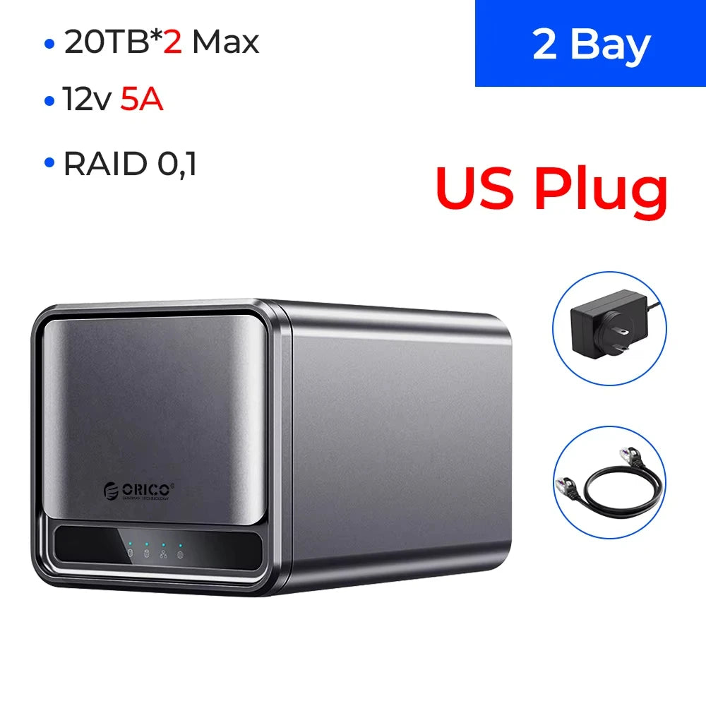 ORICO USB 3.2 MetaCube Household Storage SATA NAS 2/5 Bay HDD/SSD Enclosure 40TB/100TB House Personal Cloud Serve Smart Backup