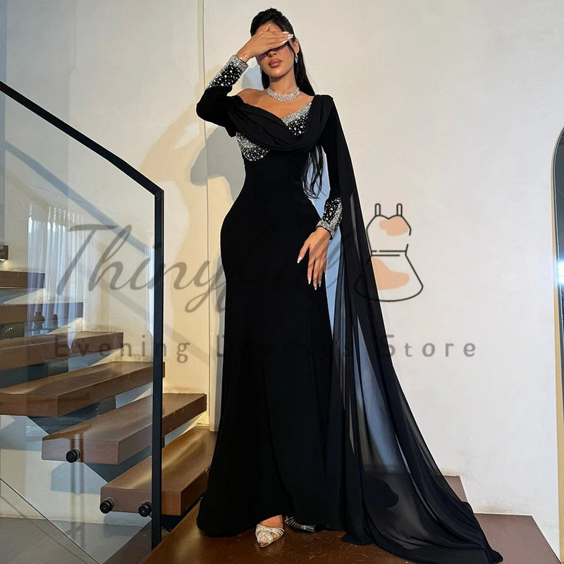 Thinyfull Sexy Mermaid Prom Evening Dresses Sweetheart Long Sleeve Beadings Party Dress 2026 Night Cocktail Prom Gown Customized