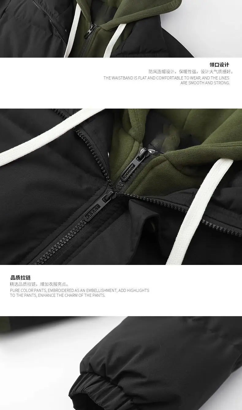 New Winter Cotton-padded Jacket Women, Two-piece Hooded Down Cotton Jacket Female Casual Warm Cotton-padded Clothing Parker Coat