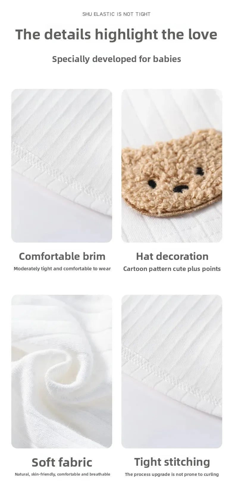 Newborn Cotton Soft Hat Baby Pure Cotton Cartoon Cap Infant 0-3 Months Windproof Spring Hat Kids Cap Newborn Accessories