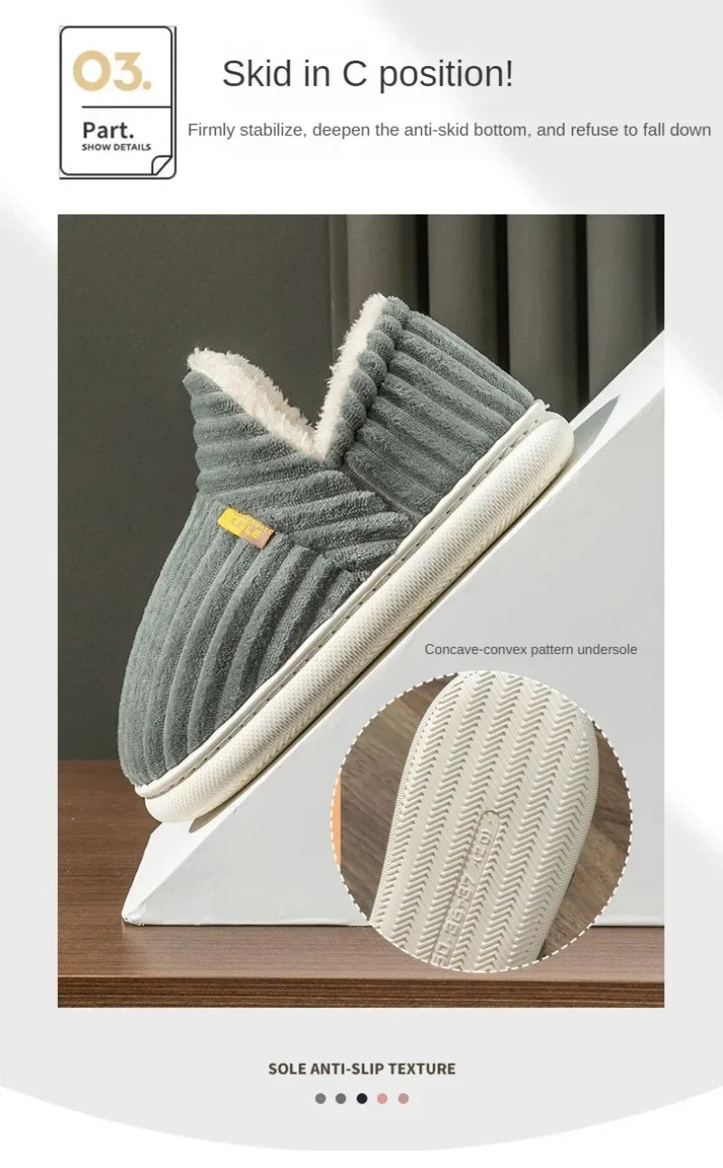 New Fur Slippers For Women Men Winter Furry Fashion Warm Ankles Plush Cozy Slides For Home Indoor Soft Sole Cotton Shoes