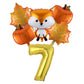 6Pcs Autumn Forest Animals Kids Birthday Party Decoration Squirrel Pine Cone Foil Balloon With 0-9 Number Ball Thanksgiving Gift