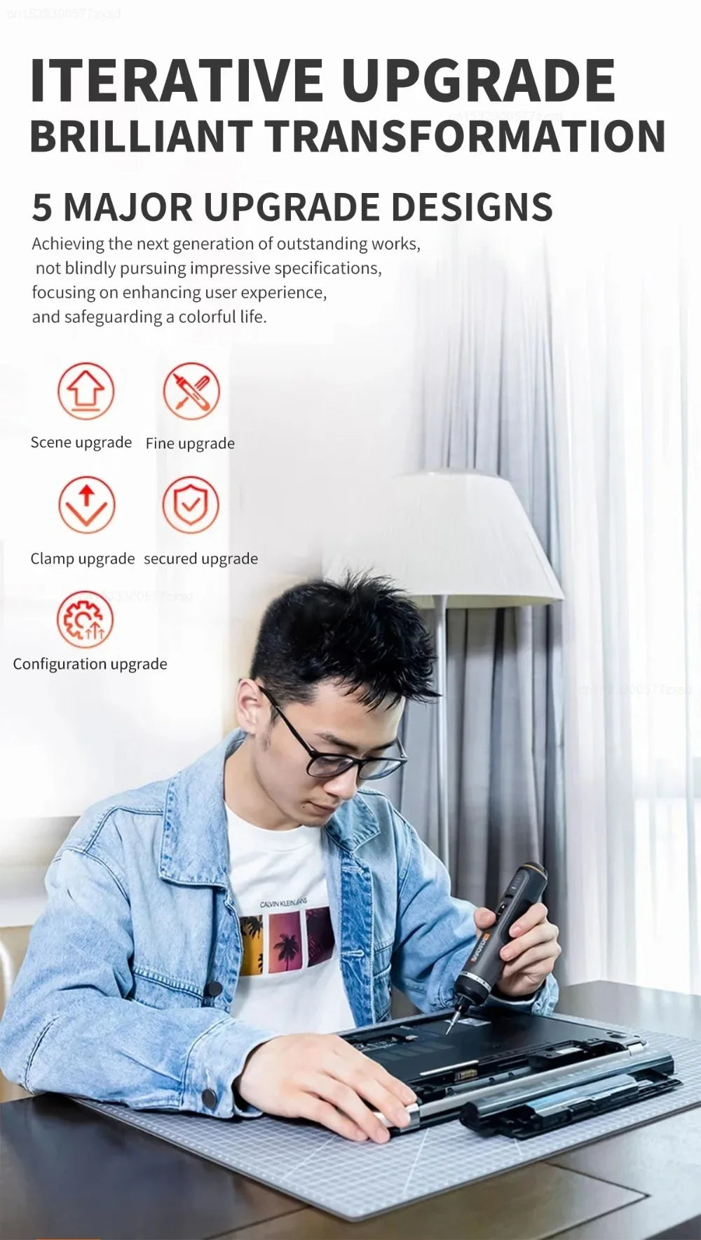 Worx 30 Bit Sets Power Tools WX242 Electrical Screwdriver Set Smart Cordless Drill Screwdrivers USB Rechargeable Set Home Repair