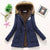 Korean Style Thickened Long Cotton Jacket Women's Winter Coat with Fleece Lining And Fur Collar Slim Fit plus Size Top