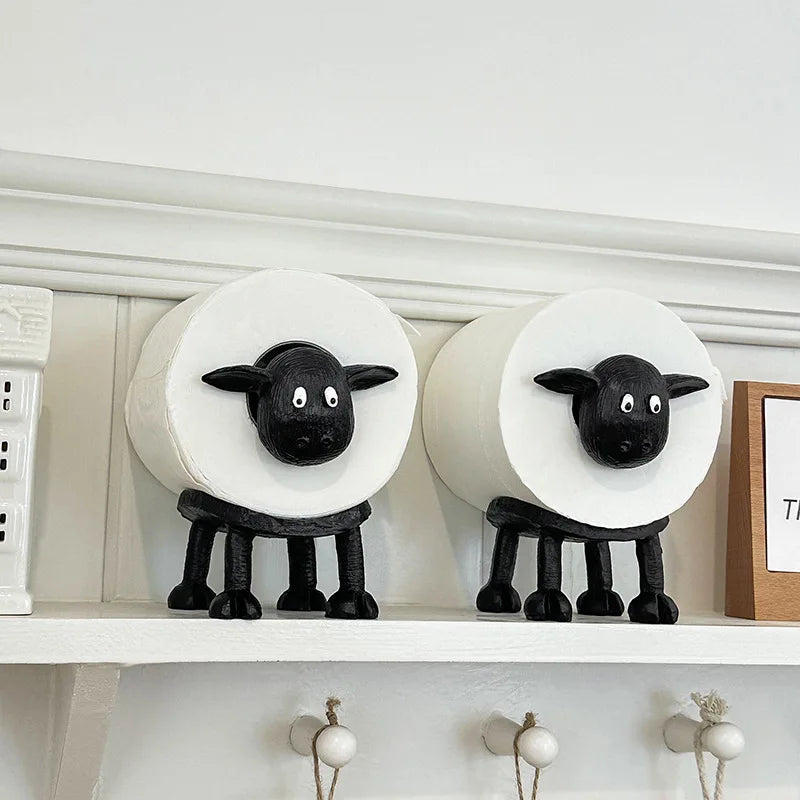 2PCS Pack Adorable Animal-Shaped Toilet Paper Holder: Resin Material, Suitable for Bathroom Decoration