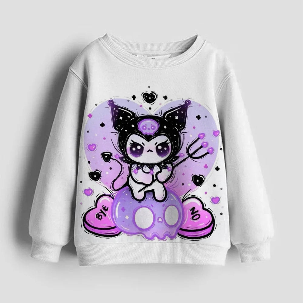 Christmas Kids Sportswear Baby Girls Hello Kitty Clothes Long Sleeve Cartoon Sweatshirt Tops Kuromi Girls Dance Team Hoodie