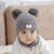 Baby Knitted Hat Set with Embroidered Face and Pom-Poms Hand-Washable Baby Hat and Scarf Set Perfect for Fall and Winter