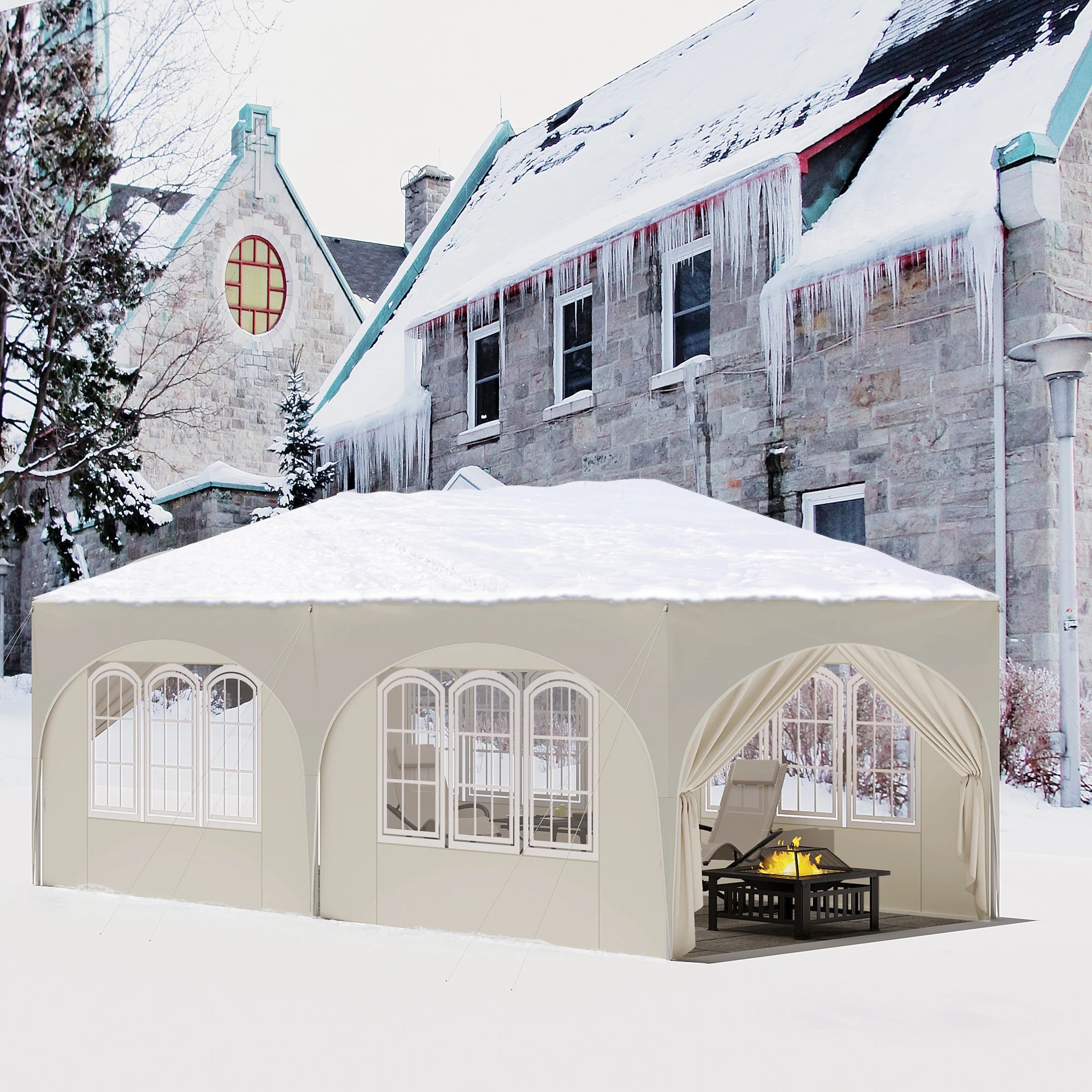 WOLTU Adjustable 3x6m Folding Pavilion Gazebo with 6 Sidewalls Waterproof UV Protection Party Tent with Carry Bag for Picnic