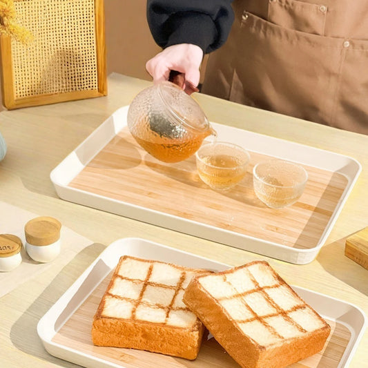 WORTHBUY Large Capacity Rectangular Plastic Storage Tray Reusable Food Serving Tray Tea Dessert Fruit Tray Kitchen Organizer