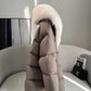 2025 Winter New Mid-length Temperament White Goose Puffer Parkas Women Fox Fur Detachable Large Lapel Fur Down Jacket High Qual