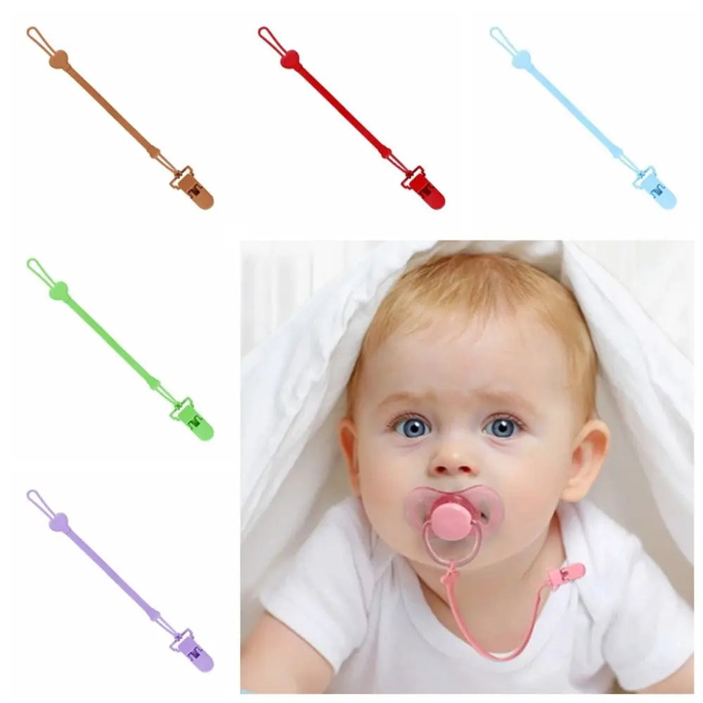 Silicone Pacifier Holder Clip Food-grade BPA Free Baby Pacifier Chain Anti-lost Adjustable Baby Teething Toys Strap Outdoor