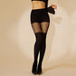 Black Striped Goth Fishnets Pantyhose Faux Thigh High Tights Mock Suspender Pantyhose Sexy Hollow Out Goth Fishnets Stocking