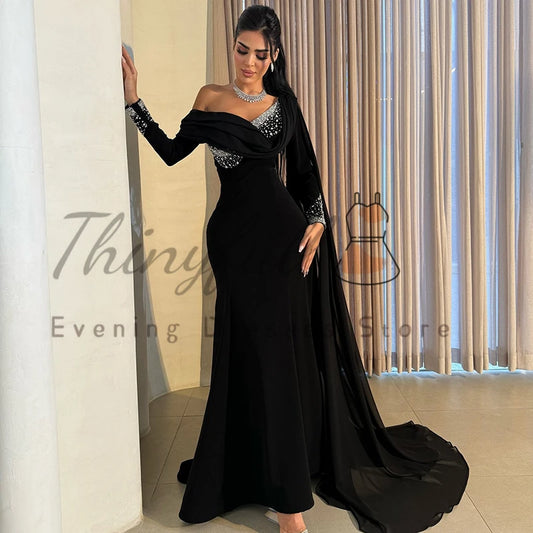 Thinyfull Sexy Mermaid Prom Evening Dresses Sweetheart Long Sleeve Beadings Party Dress 2026 Night Cocktail Prom Gown Customized