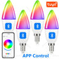 Tuya Bluetooth Smart E14 5W Candle Light Lamps RGBCW 220V Dimming Color Change Atmosphere Group Control Timing Smart Life APP