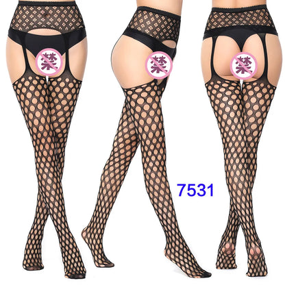 27 Style Women Fishnet Stockings Lingerie Black Jacquard Lace Belt Mesh Elastic Thigh High Stockings Female Spider Web Pantyhose