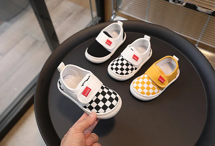 Children's Canvas Shoes Four Seasons Paragraph Boys and Girls Cloth Shoes Soft Non-slip Breathable Not Hot Baby Casual Shoes