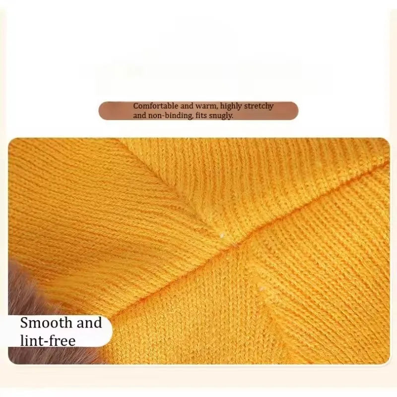 Baby Knitted Hat Set with Embroidered Face and Pom-Poms Hand-Washable Baby Hat and Scarf Set Perfect for Fall and Winter