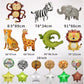 Jungle Safari Theme Foil Balloons Animal Shapes for Birthday Party Decorations Thanksgiving Holiday Events Kids Photo Backdrop