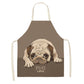 Cute Dog Pug Pattern Cotton Linen Sleeveless Chef Apron Kitchen Aprons Women Home Cooking Baking Waist Bib Pinafore 55x68cm