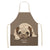 Cute Dog Pug Pattern Cotton Linen Sleeveless Chef Apron Kitchen Aprons Women Home Cooking Baking Waist Bib Pinafore 55x68cm