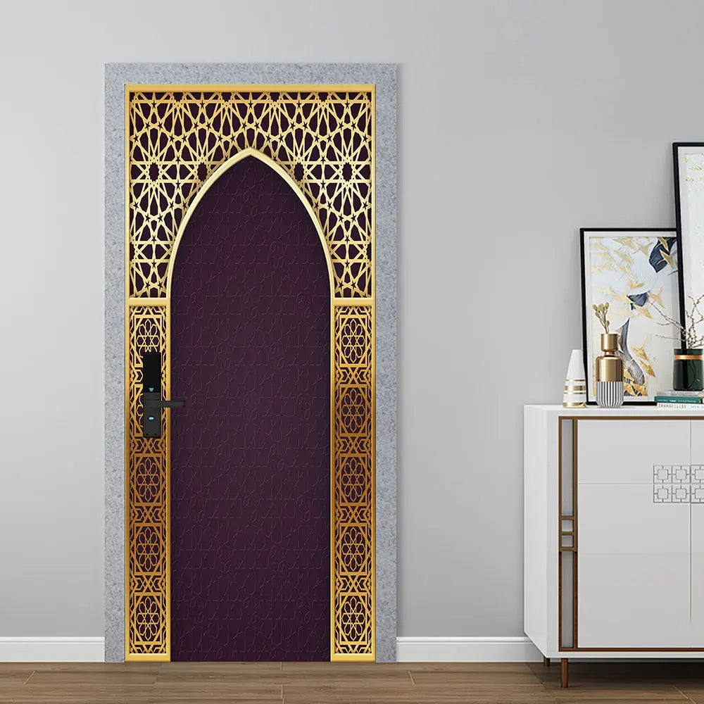 Simulation Of Gilt Leaves DIY Door Stickers Home Decoration Wall Sticker Kitchen Art Mural Peel & Stick Waterpoof PVC Wallpaper