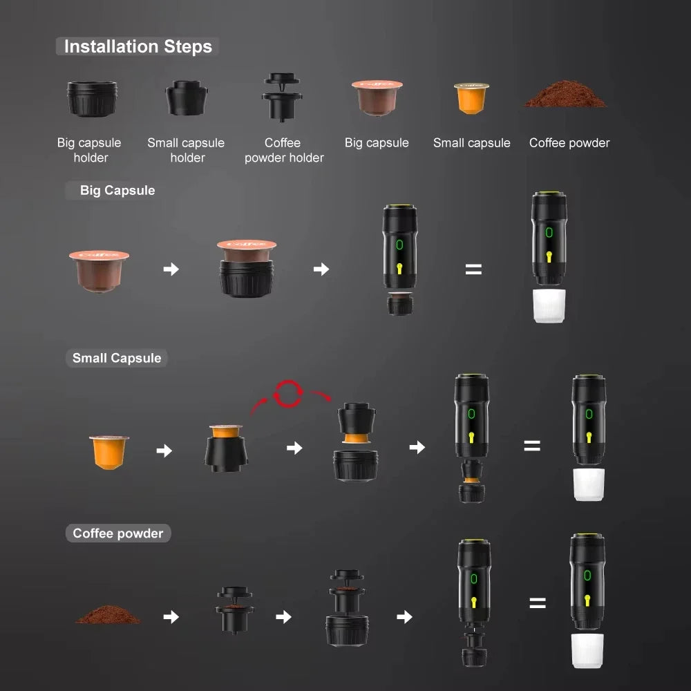 Xiaomi Wireless Electric Portable Espresso Coffee Machine 3in1 Multifunctional Camping Home Coffee Maker Capsule Coffee Machine