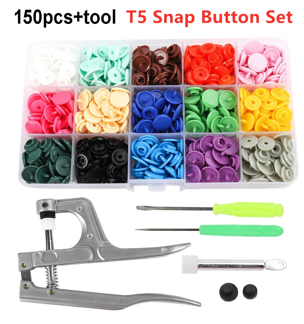 Five Claw Buckle Clamp Set, Baby's Clothes and Shoes Invisible Color Metal Buckle, Shoe Bag Belt Hole Snap Button Plier Tool