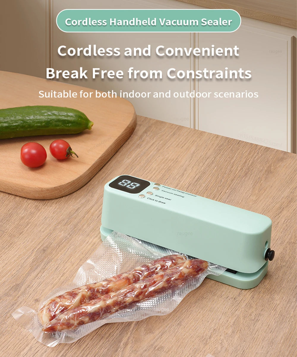 Mini Vacuum Sealer USB Rechargeable Food Packaging Plastic Sealing Machine Wireless Vacuum Sealer Pump With Reusable Zipper Bag